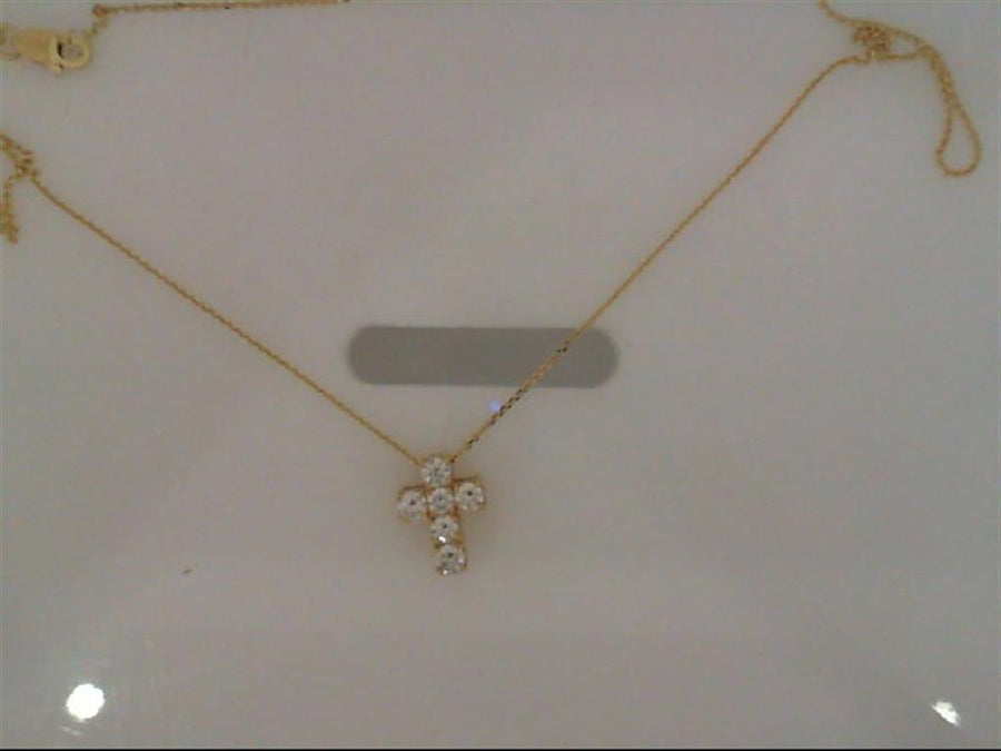 Lady's Yellow 18 Karat "Blindside" Short Thick Cross Pendant Length 18