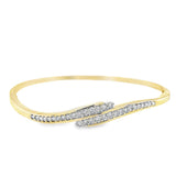 Yellow 14 Karat Graduated Diamond Bangle Estate Jewelry Length 7 32=1.44tw Round Diamonds Gram Weight: 11.75