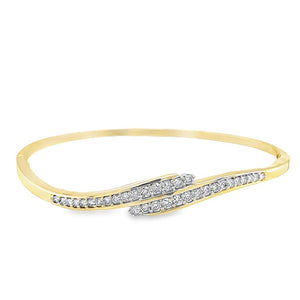 Yellow 14 Karat Graduated Diamond Bangle Estate Jewelry Length 7 32=1.44tw Round Diamonds Gram Weight: 11.75