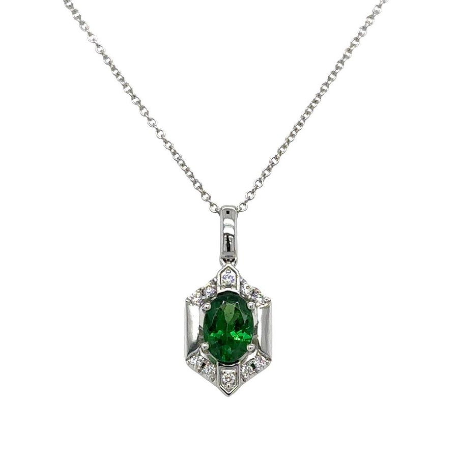 Lady's White 14 Karat Accented Hexagonal Halo Pendant With One = 0.84C