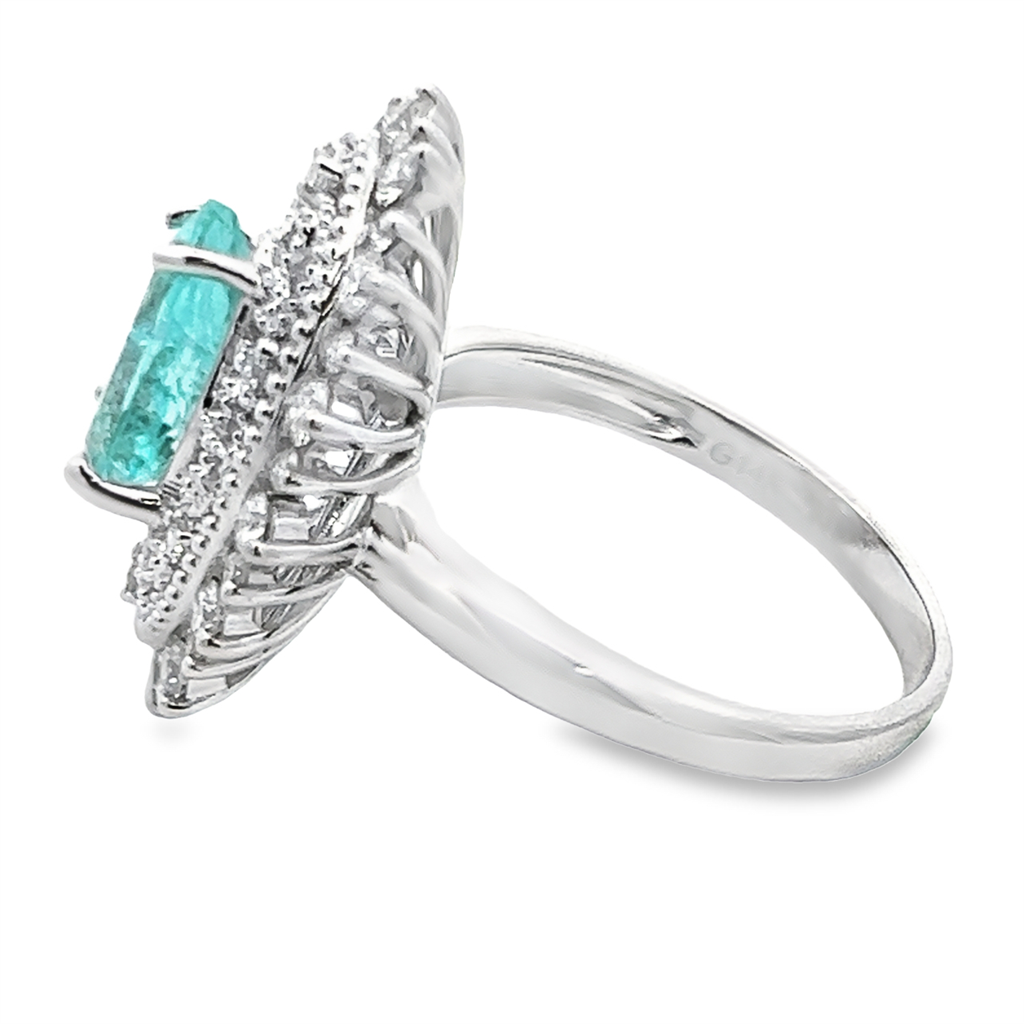 Estate Paraiba Antique Halo Diamond Ring