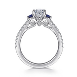 Gabriel & Co. Chantal - 14K White Gold Oval Three Stone Sapphire and Diamond Engagement Ring