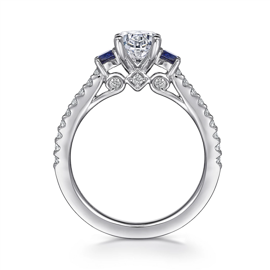 Gabriel & Co. Chantal - Oval Three Stone Sapphire and Diamond Engagement Ring Mounting
