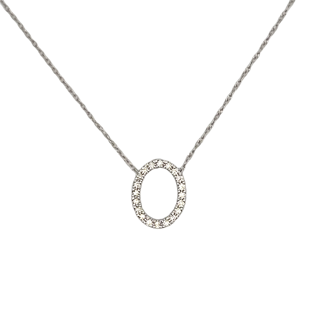 Estate Oval Diamond Pendant Necklace