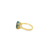 Yellow 14 Karat Filigree Blue Topaz Ring Estate Jewelry Size 7.25 With