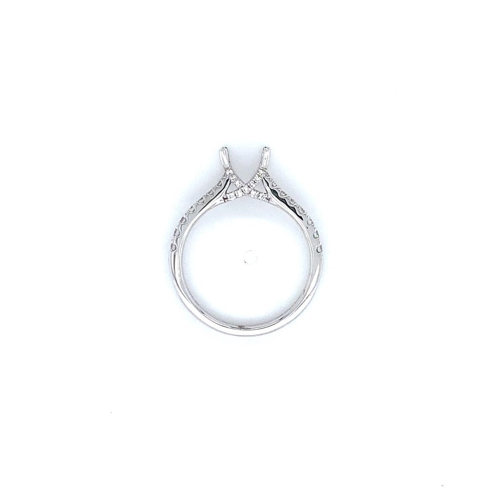 Lady's White 18 Karat Cross Basket Semi-Mount Ring