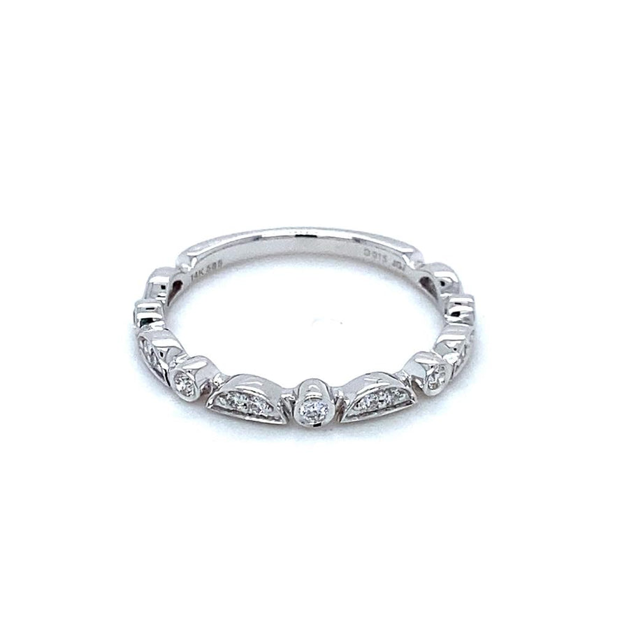 Lady's White Polished 14 Karat Geometric Fancy Wedding/Anniversary Rin
