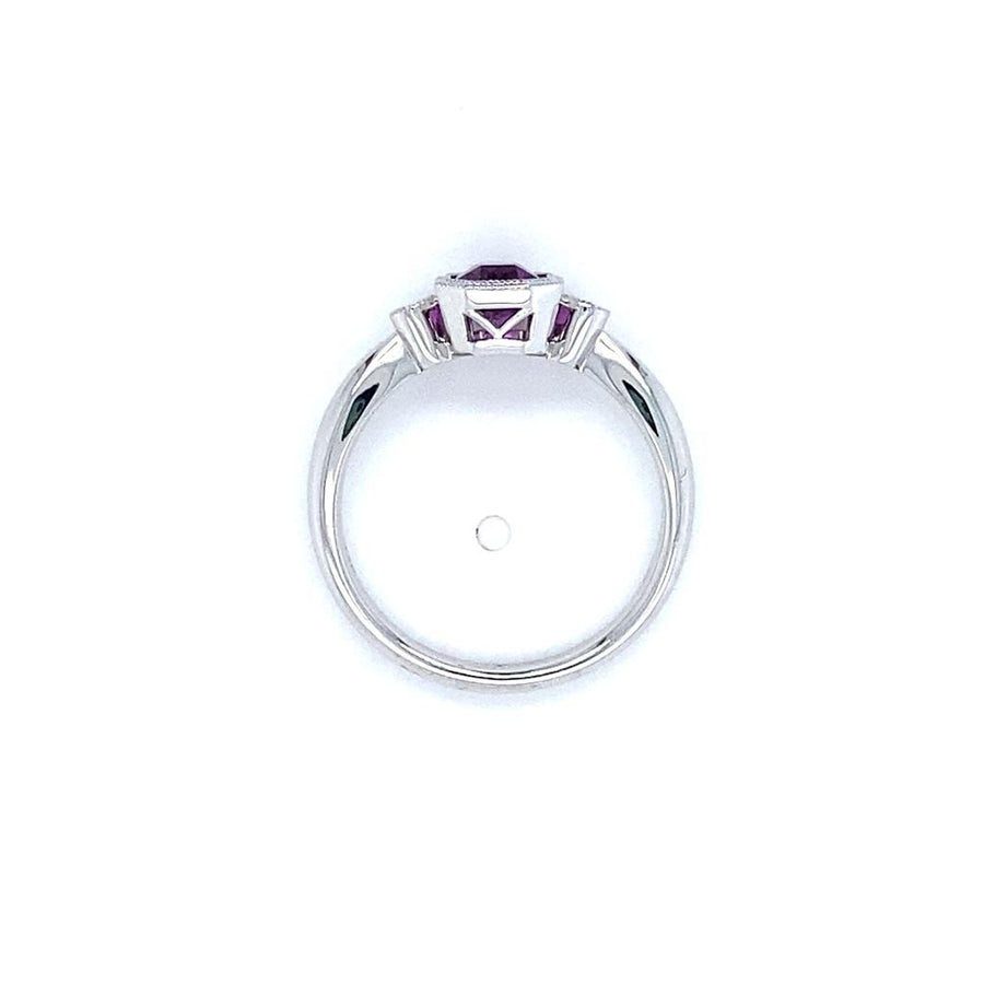 Reddish Purple Garnet 14 Karat White Fashion Ring