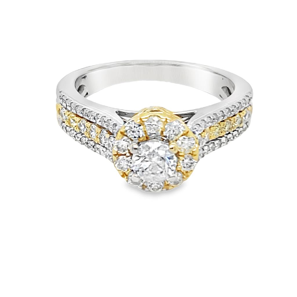 Estate Two-Tone Round Diamond Engagement Ring