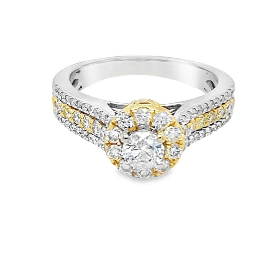 Estate Two-Tone Round Diamond Engagement Ring