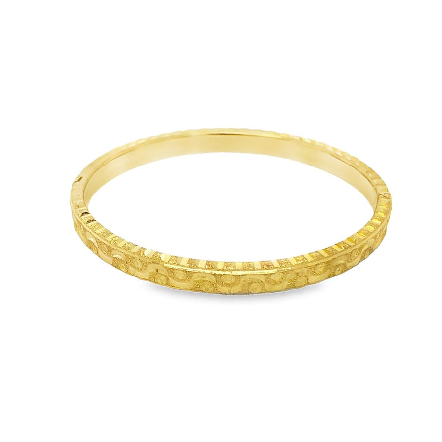 Estate Diamond Cut Engraved Bangle Bracelet