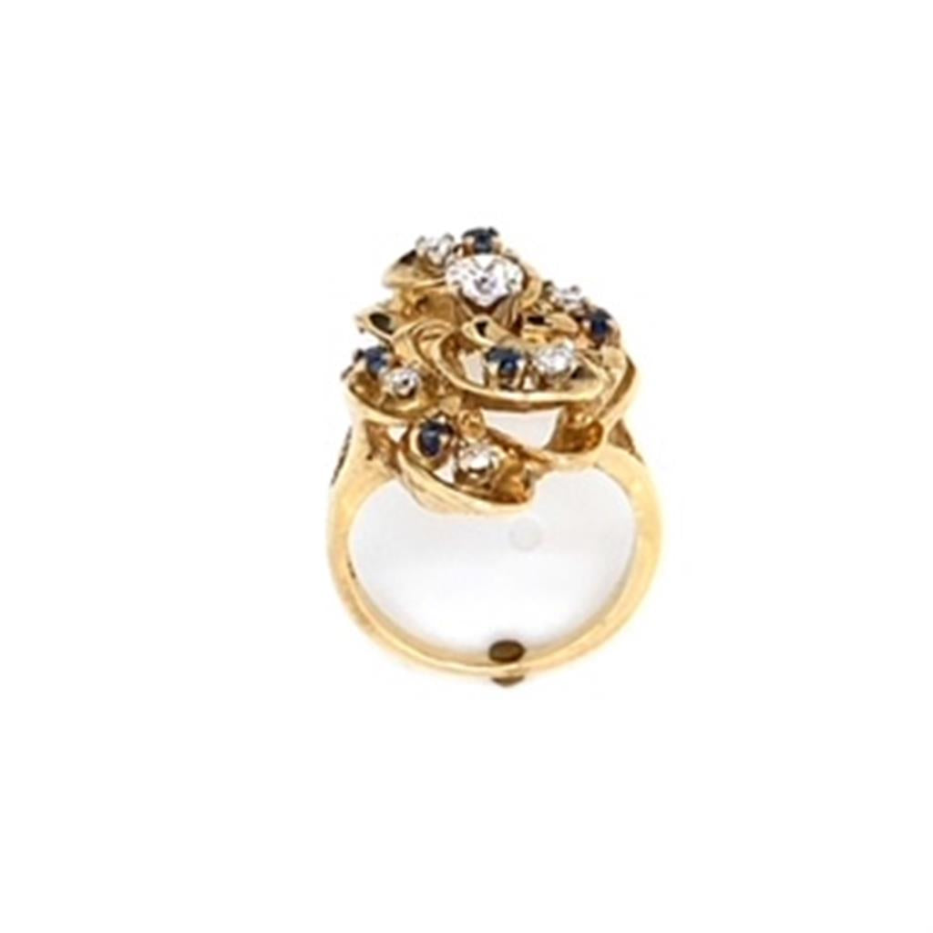 Estate Freeform Sapphire and Diamond Ring