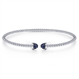 Gabriel & Co. Fashion 14K White Gold Bujukan Bead Cuff Bracelet with Sapphire Pave Caps
