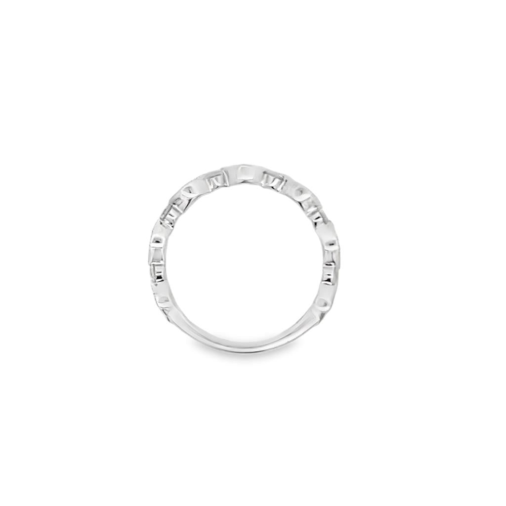 Lady's White 18 Karat Alternating Bezels Wedding/Anniversary Ring