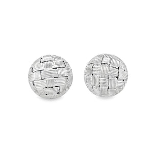 Estate Basketweave Dome Stud Earrings