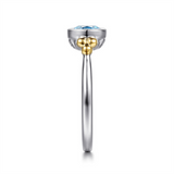 Two-Tone Sterling Silver/14 Karat Cathedral Style Bezel Set Ring Ring