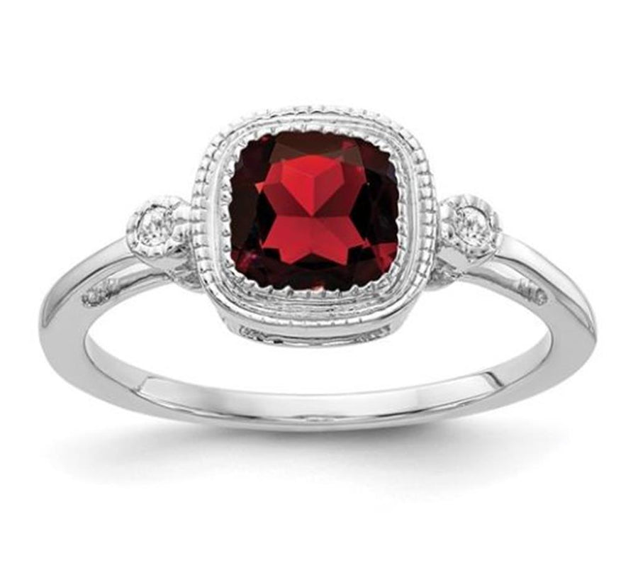 Garnet 14 Karat White Fashion Ring