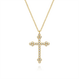 Lady's Yellow 14 Karat Cross Necklace Length 17.5 With 25 = 0.24Twt Ro