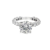 14 Karat White Gold Round Diamond Engagement Ring Estate Jewelry Size