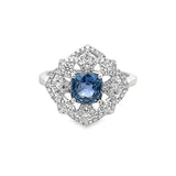 Estate No Heat Cushion Sapphire Antique Ring