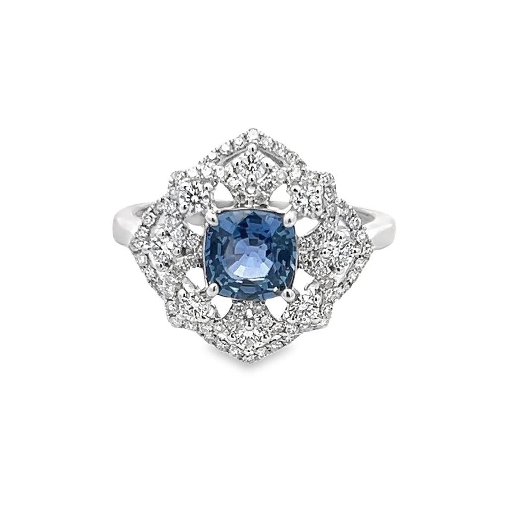 Estate No Heat Cushion Sapphire Antique Ring