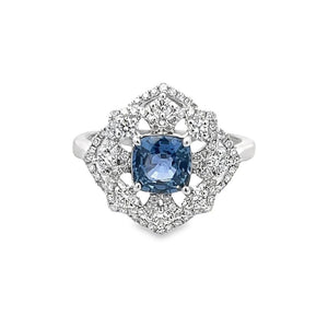 Estate No Heat Cushion Sapphire Antique Ring