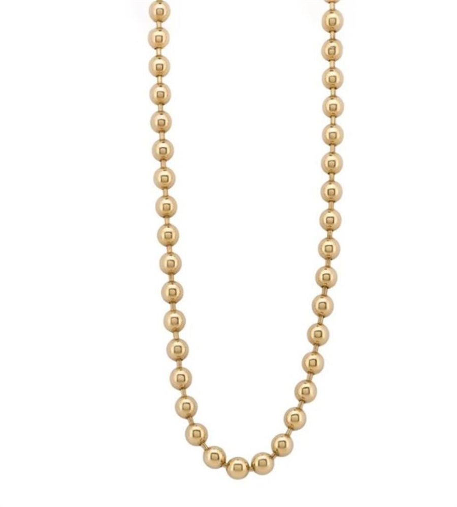 Yellow 14 Karat 3mm Army Bead Chain With Lobster Clasp Estate Jewelry