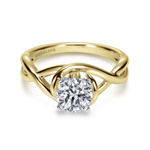 Gabriel & Co. Celine - 14K White-Yellow Gold Round Diamond Twisted Engagement Ring Mounting
