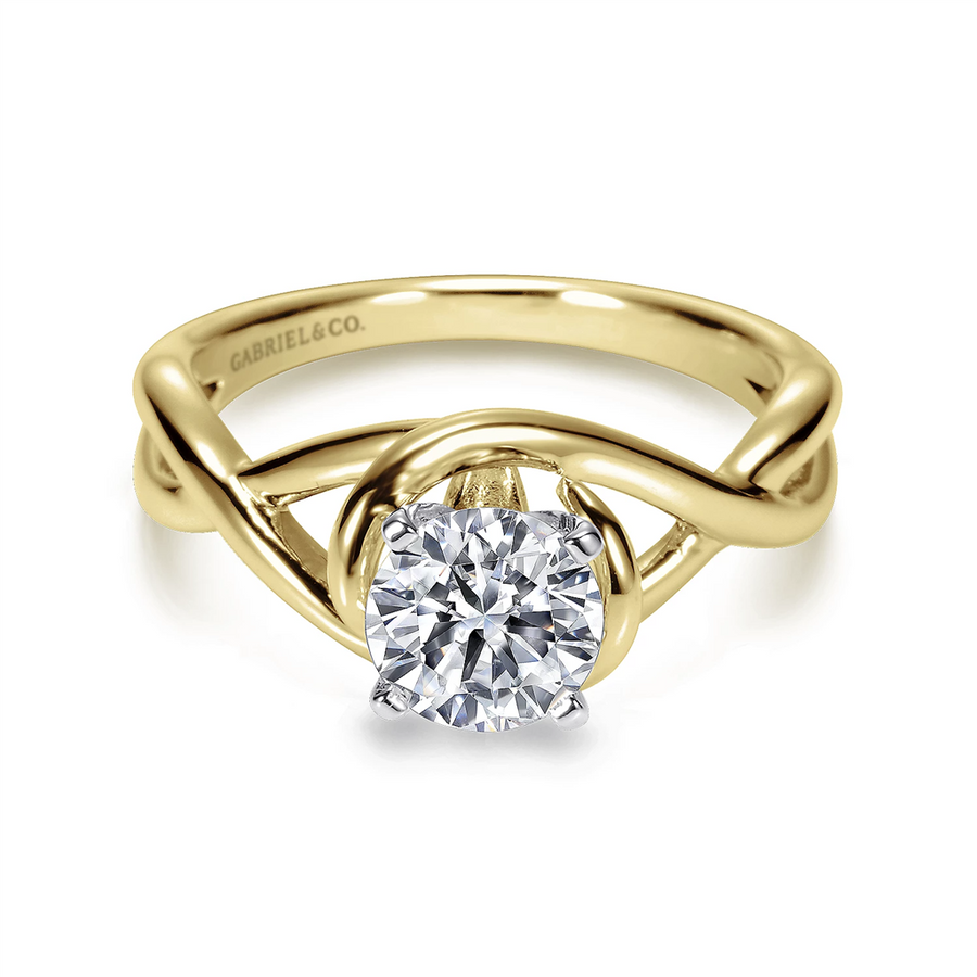 Gabriel & Co. Celine - 14K White-Yellow Gold Round Diamond Twisted Engagement Ring Mounting