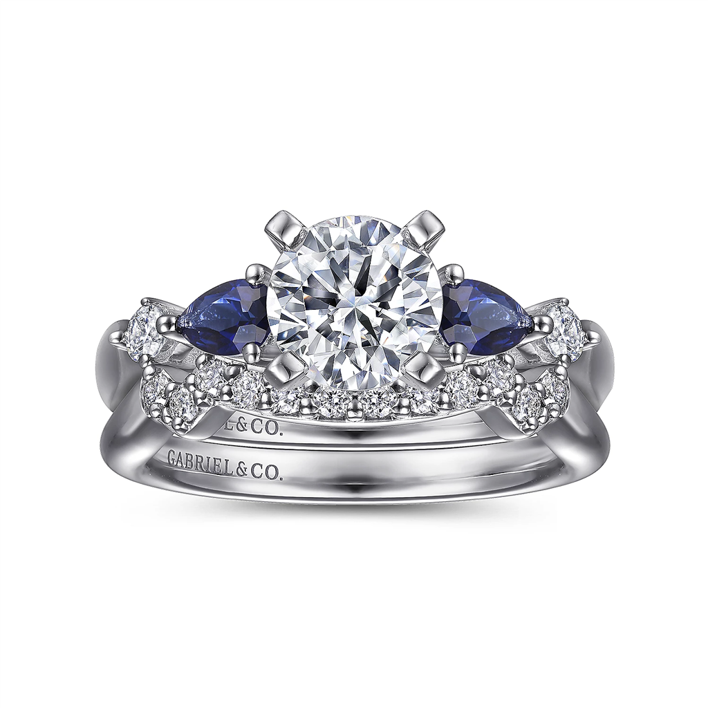 Gabriel & Co Bridal Lady's 14 Karat White Gold Sapphire And Diamond Engagement Ring Mounting