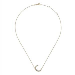 Gabriel & Co. Fashion 14K Yellow Gold Crescent Moon Diamond Pendant Necklace