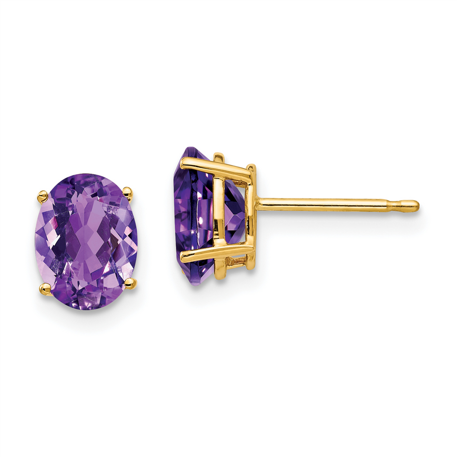 14k 8x6mm Oval Amethyst Stud Earrings