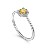 Gabriel & Co. Fashion 14K White Gold Citrine and Diamond Halo Promise Ring