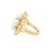 Diamond and Pearl Leaf Ring