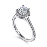 Gabriel & Co. Carly - 14K White Gold Round Halo Diamond Engagement Ring Mounting