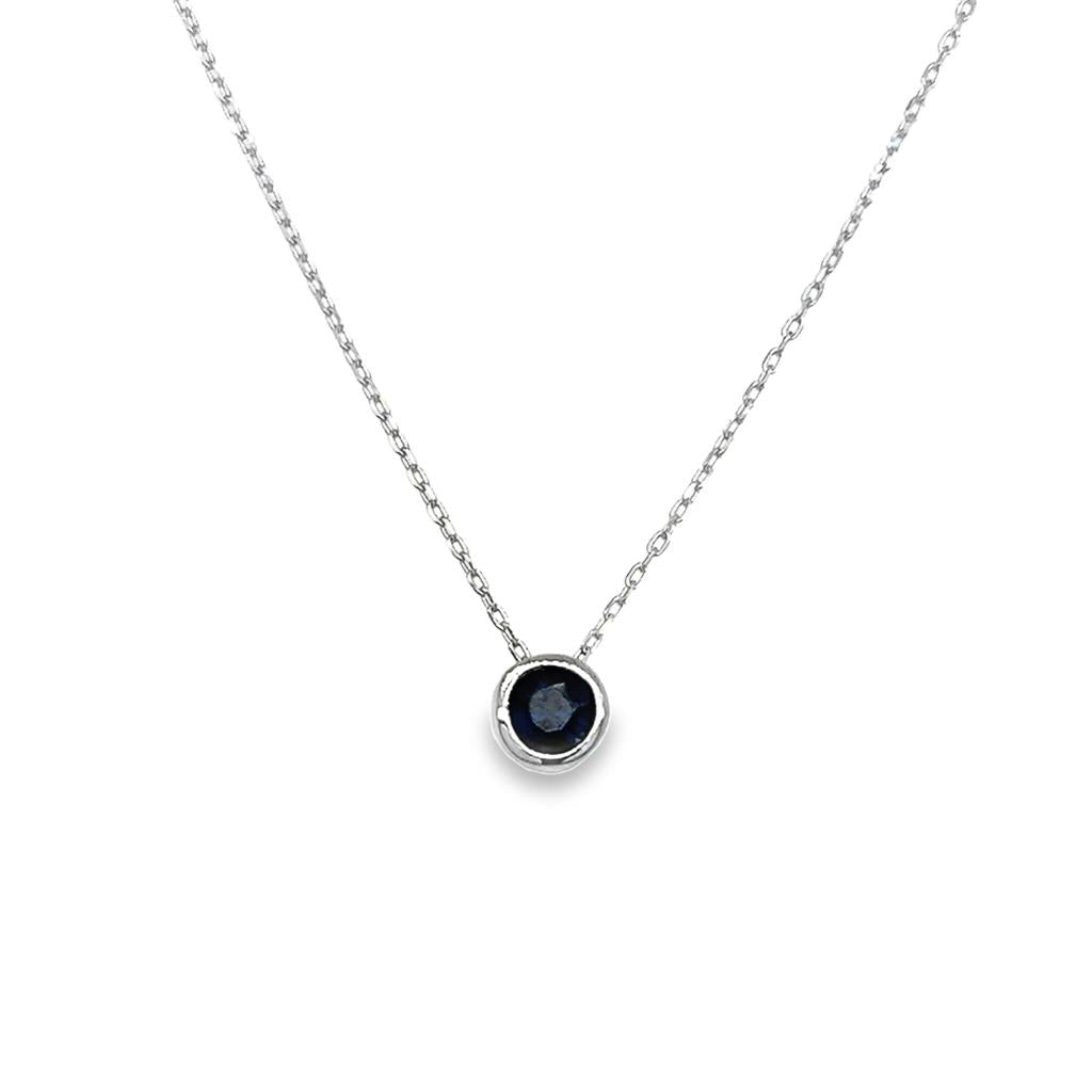 Lady's Solitaire Bezel Set Sapphire Necklace