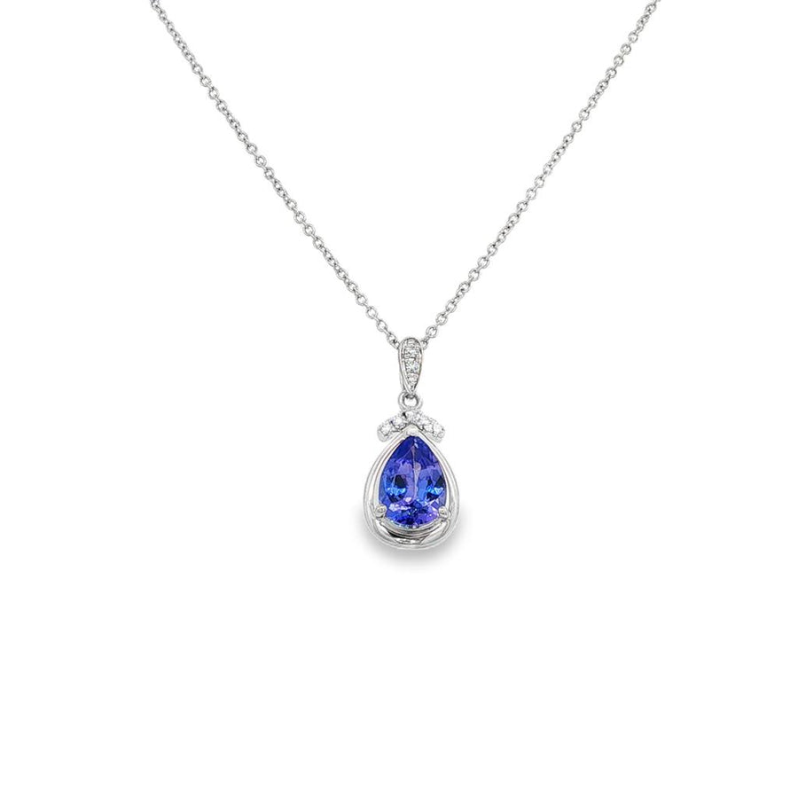 Lady's White 14 Karat Accented Pear Drop Pendant With One = 0.87Ct Pea