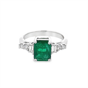 Emerald Cut Emerald & Diamond Ring