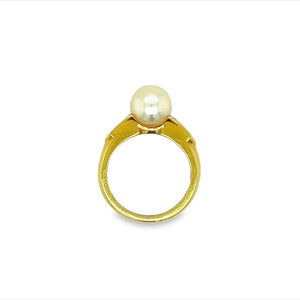 Estate Miki Moto Pearl and Diamond Ring