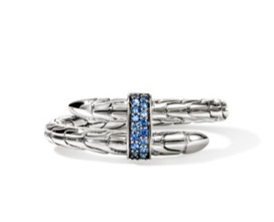 Sterling Silver Spear Single Wrap Ring John Hardy = Round Sapphires, S
