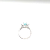 Estate Platinum Paraiba Tourmaline and Double Diamond Halo Ring