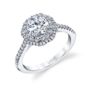 Coast Diamond 14 Karat White Gold Scalloped Diamond Double Halo Engagement Ring Mounting