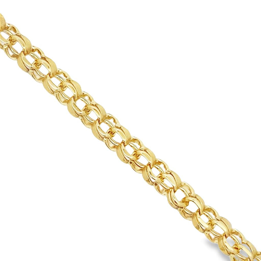 Estate Polished/Satin Double Link Charm Bracelet