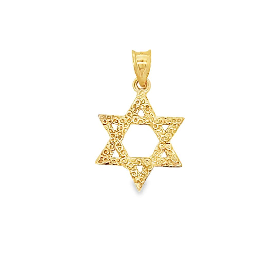 Yellow 14 Karat Nugget 32.25X17.50mm Star Of David Pendant With A 3.70