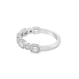 Lady's Platinum Milgrain/Engraved Alternating Bezel Diamond Wedding/Anniversary Band