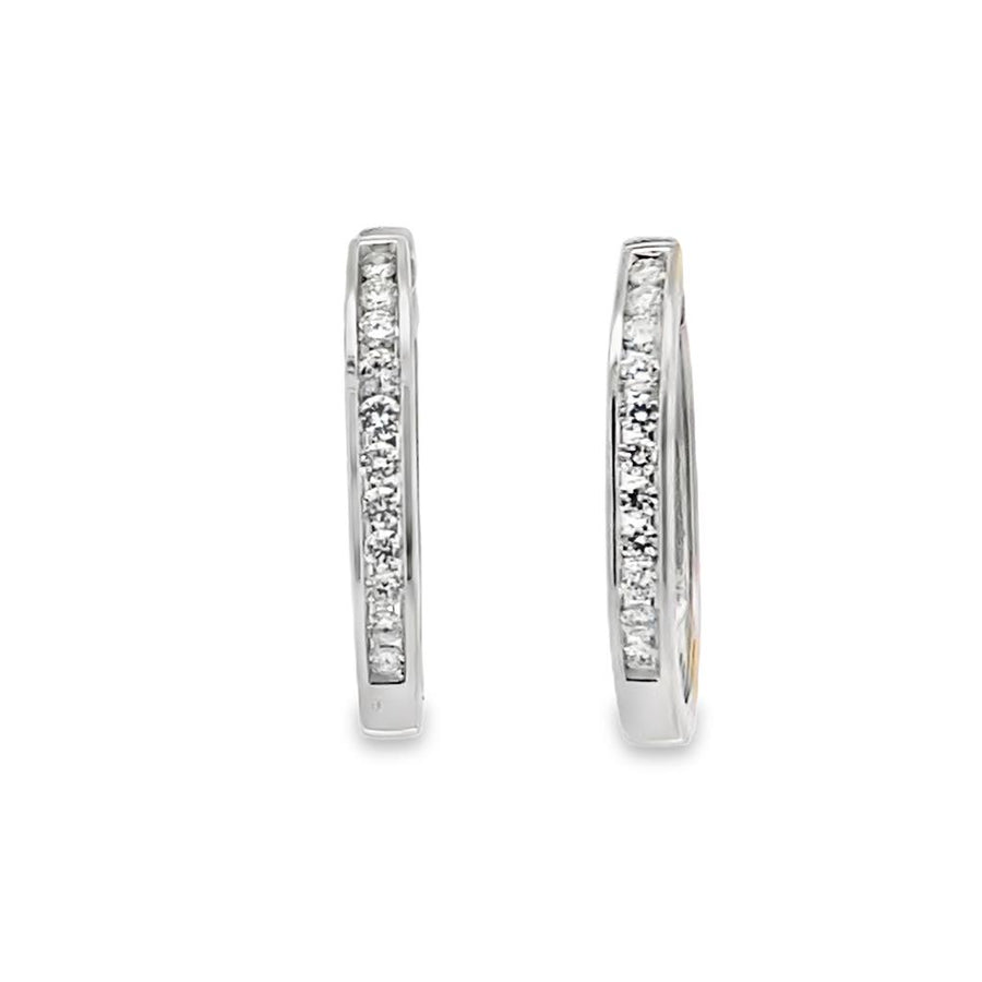 Channel Set Diamond Hoop Earrings