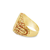 Men's Florentine Ring with Orange Enamel