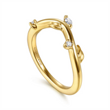 Lady's Yellow 14 Karat Polished/Engraved Nature-Inspired Curved Weddin