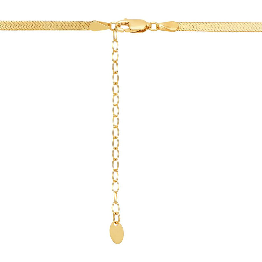 Yellow 14 Karat 3mm Herringbone Chain with Extender Length 18 Gram Wei