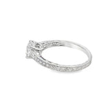 Lady's White 14 Karat Engraved Antique 4-Prong Fashion Ring Size 6.5 W